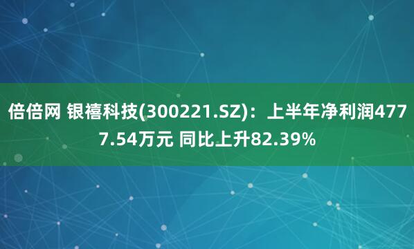 倍倍网 银禧科技(300221.SZ)：上半年净利润4777.54万元 同比上升82.39%